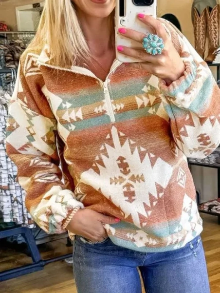 Aztec Quarter Zip Sweatshirt