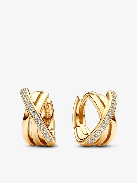 Crossover Pavé Hoop Earrings