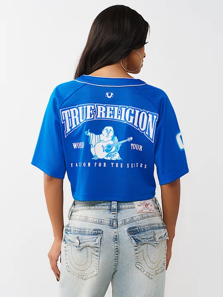 SATIN PATCH MESH JERSEY SHIRT
