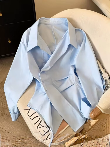 Designer Irregular Long sleeve Polo Shirt Women Tunic White Elegant Basic Top Blouse Ladies Fashion Work Wear Shirts - AliExpress 200000345