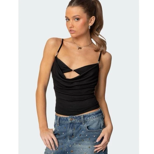 Edikted Women's Layered Bra Cowl Neck Top