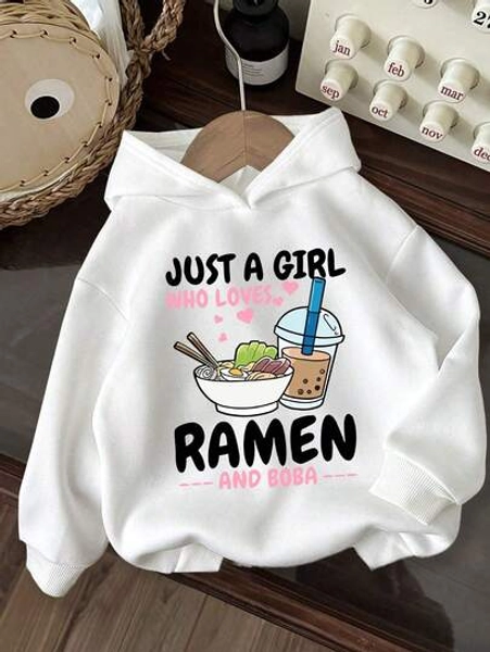 Girls' Hooded Sweatshirt Casual Printed Pattern Loose Sweatshirt Children's Clothing