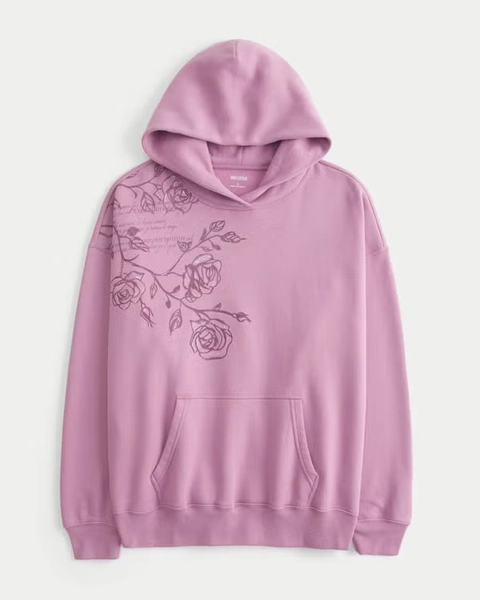 Hollister Feel Good Oversized Sparkle Logo Graphic Hoodie