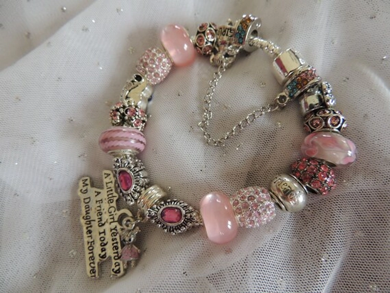 YESTERDAY'S LITTLE Girl...european Inspired Genuine Charm Beaded Bracelet, Birth of Daughter Dad for Mom Step Daughter for Her..by Tlccharms - Etsy