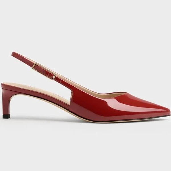 Charles & Keith Luciana Patent Slingback Kitten Heels