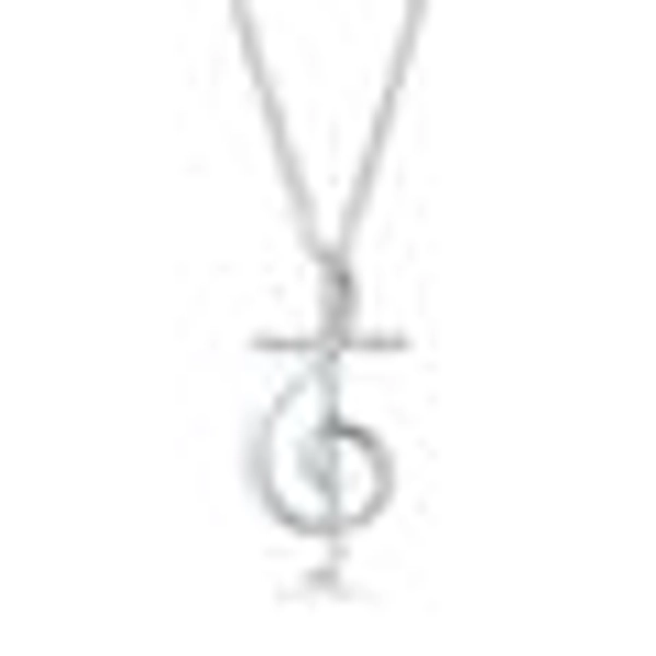 Sterling Silver Treble Clef Music Note Cross Necklace Wholesale - SILVER, Solid Sterling Silver