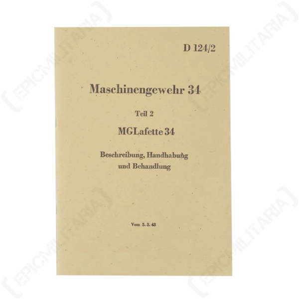 WW2 German MG34 Manual 1943