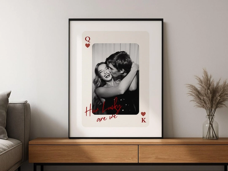 Custom Playing Card White, How Lucky Are We Print, Personalized Prints for Him, Anniversary Gift for Boyfriend, Couple Frame, DIY Canva - Etsy