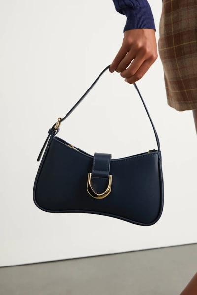 Oh-So Chic Navy Buckle Shoulder Bag