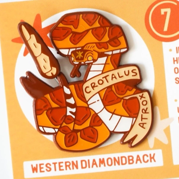 western diamondback 2" fidget enamel pin
