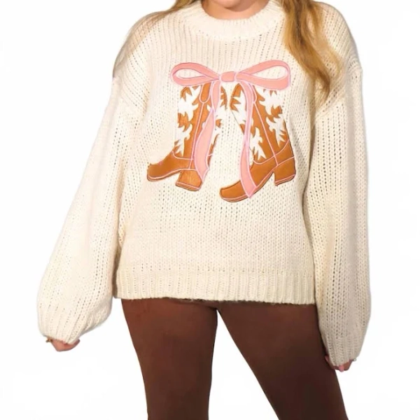 Coquette Cowgirl Sweater In Natural