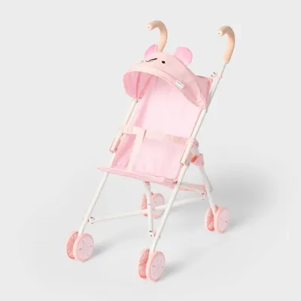 Pink Dot Bear Fold-Up Doll Stroller for 14" - 16" Dolls - Gigglescape™