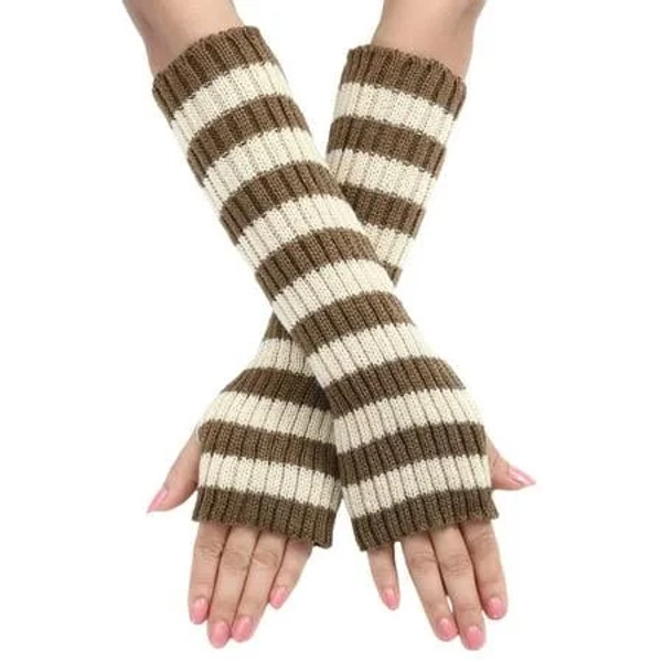 Women's Y2K Striped Knitted Arm Warmers