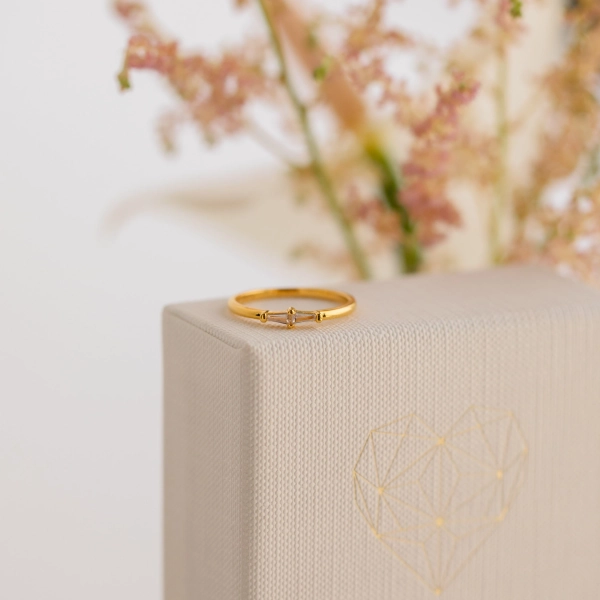Fav Baguette Diamond Ring by Caitlyn Minimalist • Dainty Gold Stacking Ring Band • Minimalist Engagement Ring • Romantic Gifts • RR066