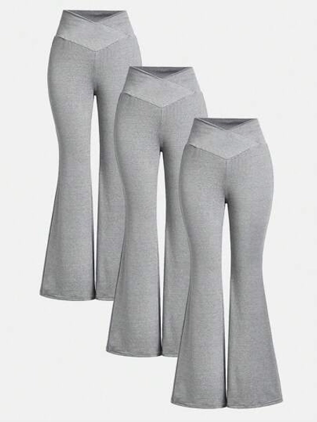 SHEIN Girlism Tween Girls Three Pieces Set Of Fitted Flared Pants