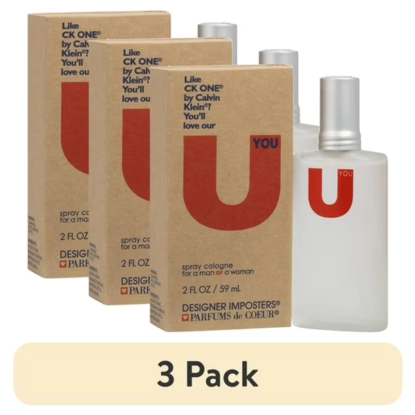 (3 pack) Designer Imposters U Cologne Spray, Unisex Fragrance, 2 fl oz