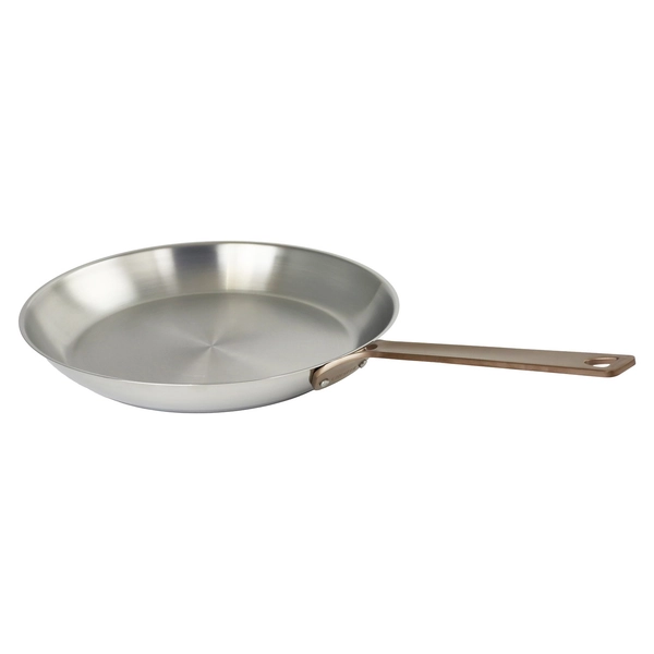Poêle en inox brossé poignée cuivrée