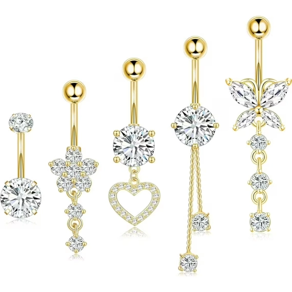 Briana Williams Surgical Steel Belly Button Rings Dangle Belly Ring Dangling Piercing Jewelry Navel Rings