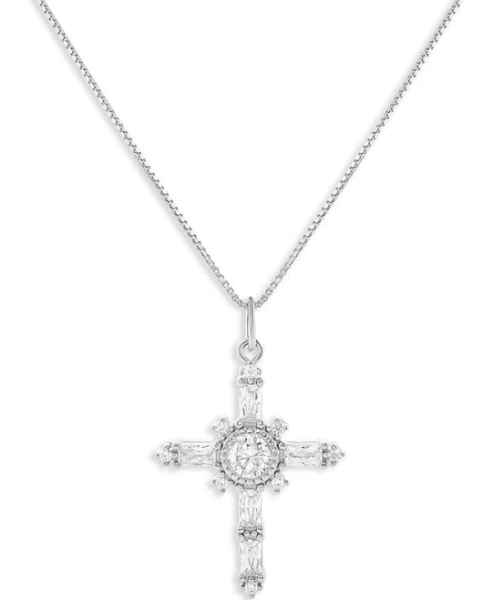 Holiday Lane Sterling Silver Cross Pendant Necklace