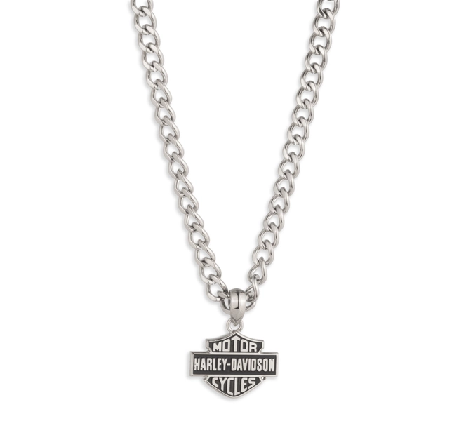 Men's 26" Bar & Shield Logo Studded Back Pendant Necklace | Harley-Davidson USA