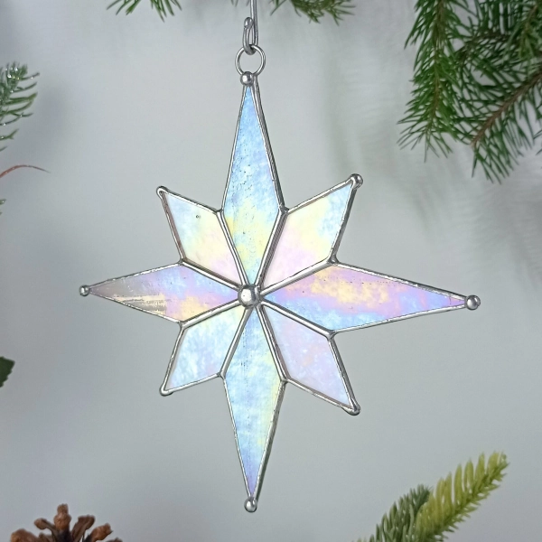 Christmas Star suncatcher stained glass window hangings Christmas decor home decor garden art holiday gifts Ukrainian gift