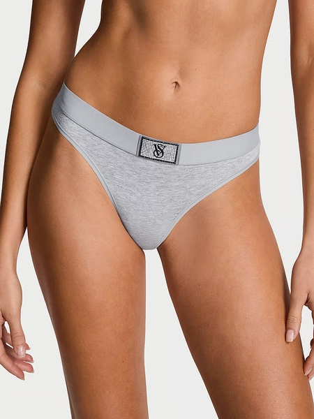 Logo Cotton Shine Patch Thong Panty