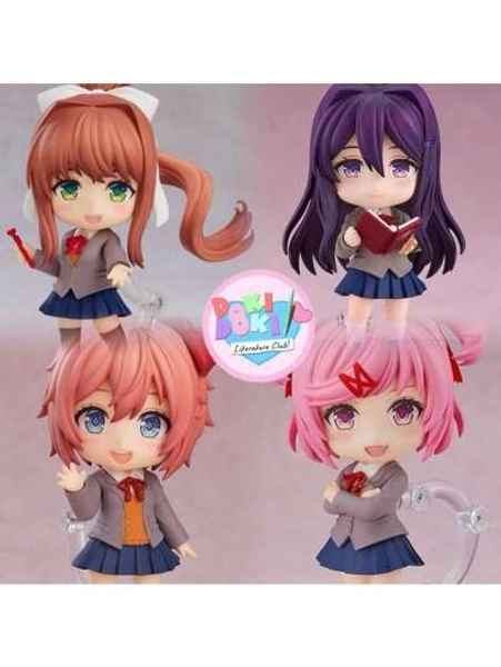 Doki Doki Literature Club! Posable Figurine Models, Jointed Anime Character Cute Desktop Decor, Approx. 10CM Tall, Include Monika, Sayori, Natsuki And Yuri Figurines