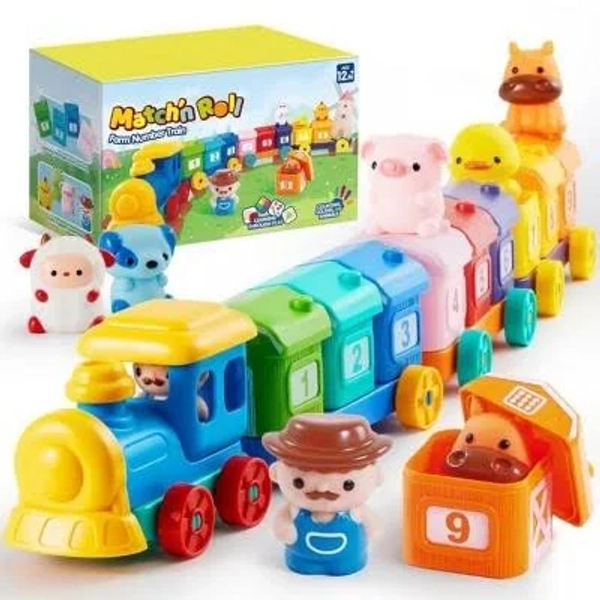Joyfy Learning Toy Counting, Matching & Sorting Montessori Learning Farm Train Christmas Birthday Gift
