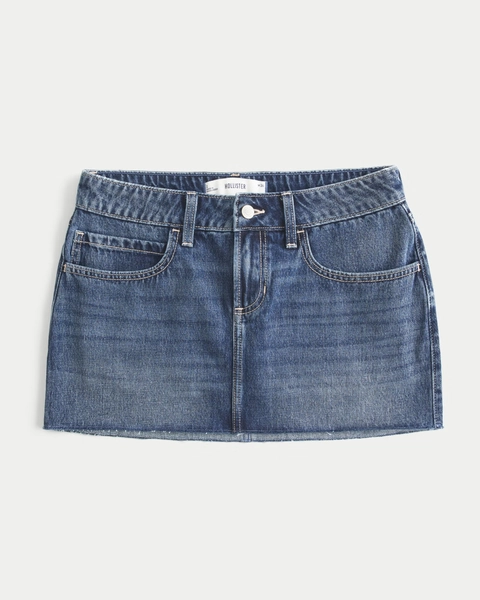 Low-Rise Denim Mini Skort
