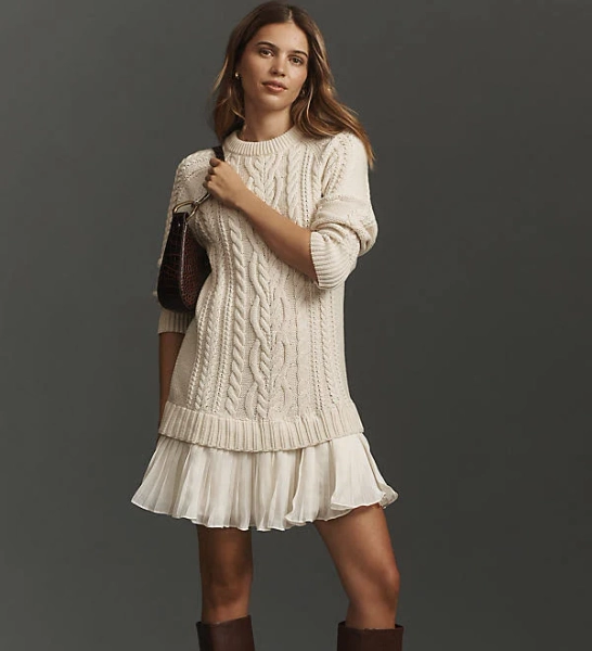 Anthropologie Delphine Sweater Twofer Mini Dress