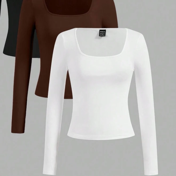 SHEIN Ladies Slim Fit Long Sleeve T-Shirt
