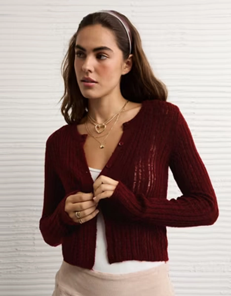 AE Fitted Crew Neck Cardigan