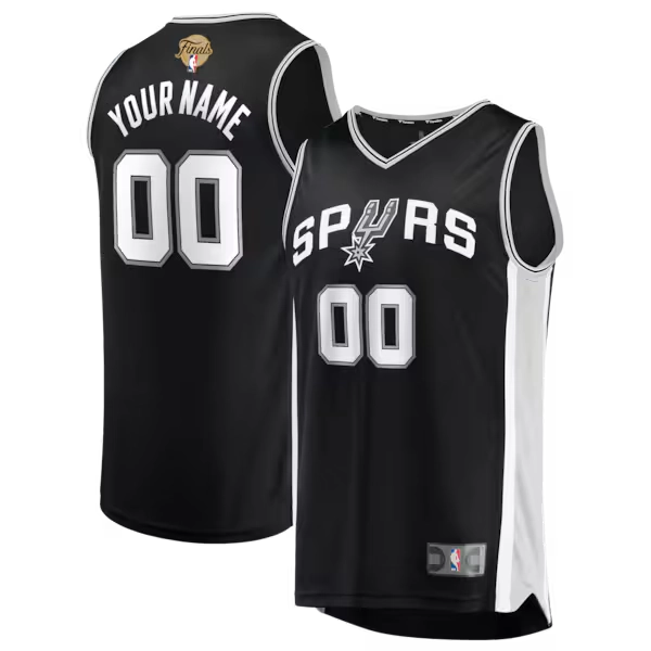 Men's San Antonio Spurs Fanatics Black 2026 NBA Finals Patch Fast Break Custom Jersey - Icon Edition