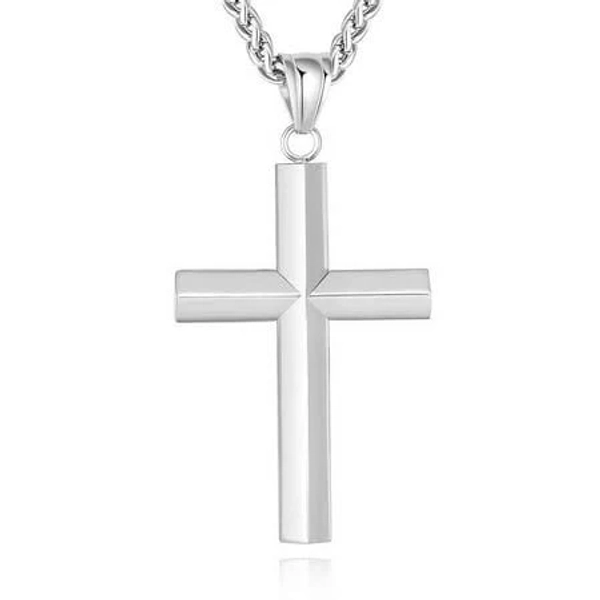 Stainless Steel Cross Necklace for Men and Boys