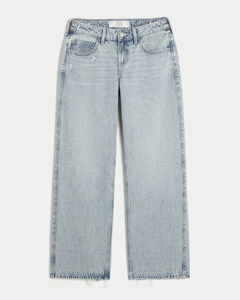 Hollister Andi Adjustable Waist Low-Rise Distressed Baggy Jeans