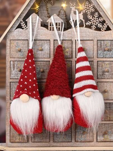 3pcs Christmas Gnome Ornament Decor,No-Face Old Man Pendant, Christmas Decorations,Red Gnome Couple Ornament,Christmas Tree Decor,Christmas Decorations For Home,Xmas Decor, Christmas Gift