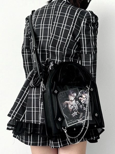 Black Gothic Cage Small Capacity Crossbody - Dark Elegant  Ita Shoulder Bag