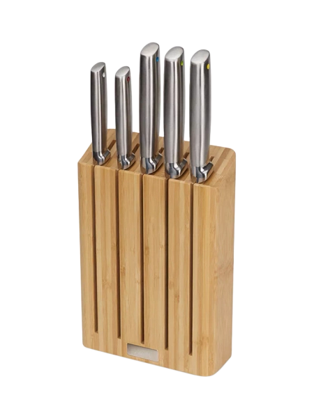 Joseph Joseph Elevate Filled Slim Bamboo Knife Block & 5 Stainless Steel Knives