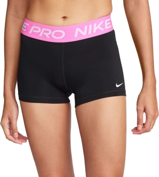Nike Women's Pro 3” Shorts, XXS, Black/Playful Pink