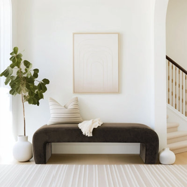 Mercer41 Floranda 60" Fully Velvet Upholstered Waterfall Entryway Bedroom Bench