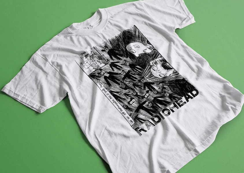 RADIOHEAD SCRIBBLE 2000 White Retro T-Shirt