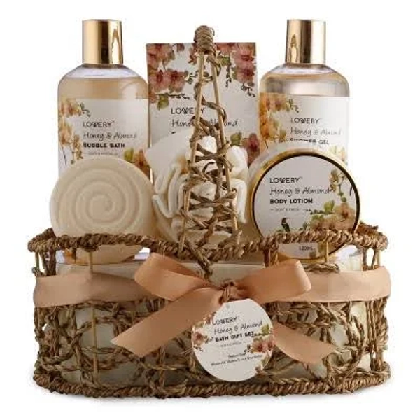 Lovery Home Spa Gift Basket Honey & Almond Luxury Set