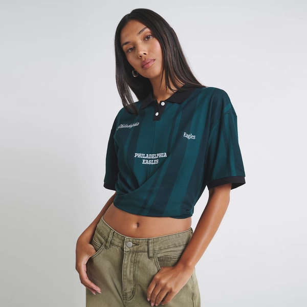 Women's Philadelphia Eagles  Off Season Midnight Green Rugby T-Shirt