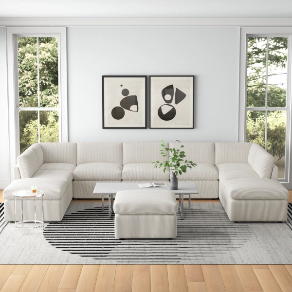 Wade Logan® Arfsten Anagel 160'' Wide Symmetrical Modular Corner Sectional with Ottoman & Reviews | Wayfair