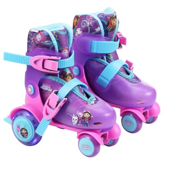 Gabby’s Dollhouse Trainer Roller Skates, Adjustable Size J9-J12, Light-Up Wheels, Ages 3+