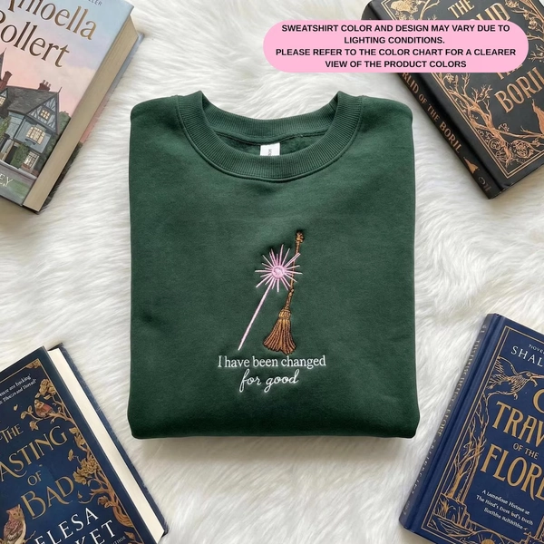 Sweat-shirt Wicked Icon brodé, chemise de film Aesthetic Wicked, broderie inspirée du Magicien d'Oz, chemise « Changed for good » et « Defy Gravity » - Etsy France