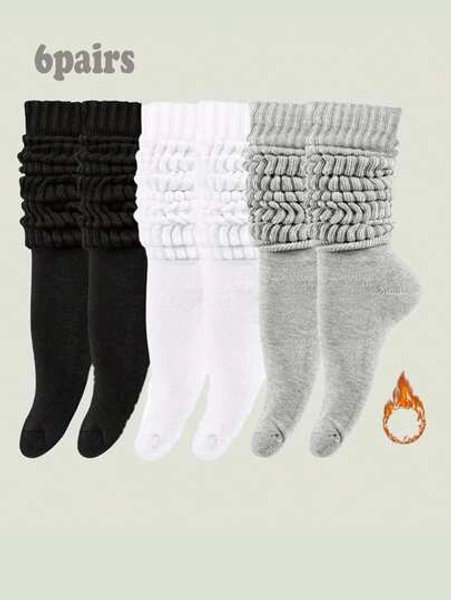 1/3/6 Pairs Winter/Fall Of Men'S Or Women'S Knitted Pure Red Socks, Spring And Autumn Velvet Socks-Soft And Comfortable, Clothing Accessories Socks, Popular Pure Red Gifts, Spring Outing, Camping, Shooting, Valentine'S Day,Christmas Gifts,Winter Grace,Delicate Romance