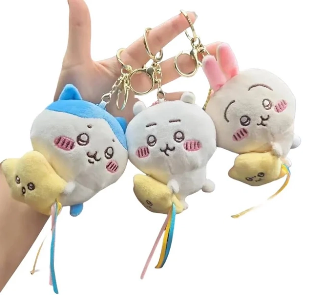 Hachiware Usagi Plush Doll Pendant Keychain