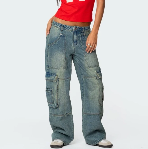 Edikted Women's Westie Low Rise Cargo Jeans