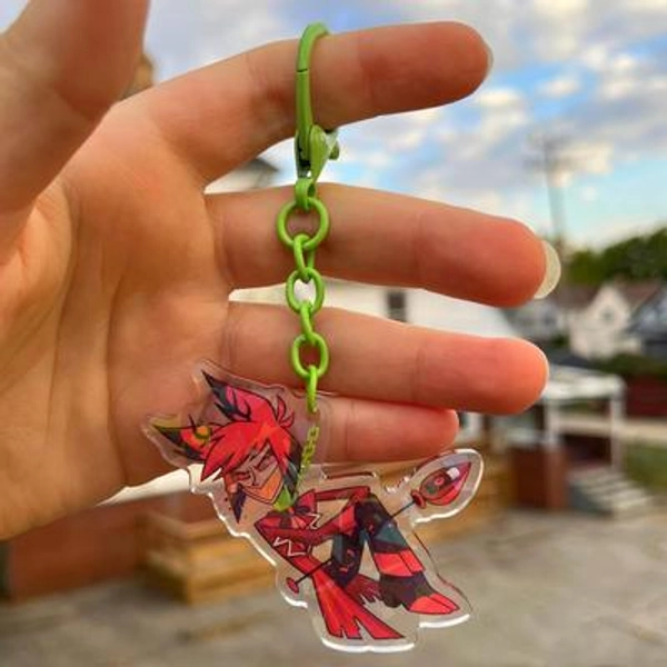 Hazbin Hotel Alastor NEW On a Leash Keychain: Holographic Acrylic 2.5-inch, Gift for Hazbin Fans